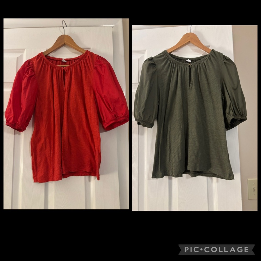 Puff Sleeve Knit Old Navy 2 Tops Size Mediums